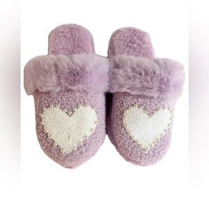 Cozy Lavender Heart Slippers